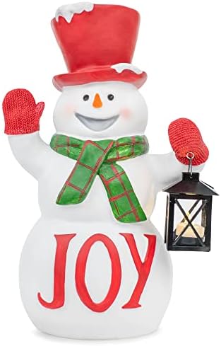אלנזה מעצבת שמחה שלג בן 17 אינץ 'שרף LED דלת חג המולד פסל ברכה