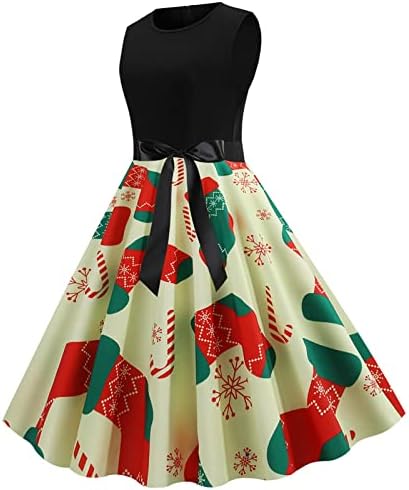 שמלת חג המולד של נארברג, שמלת וינטג 'ללא שרוולים לנשים עם חגורה 1950 שמלות לג' וניורס נשים שמלת מסיבת
