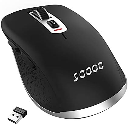 אלחוטי עכבר 2.4 גרם רעש-משלוח אלחוטי עכבר 5 מתכוונן 6 כפתורים נייד מחשב שקט עכבר עם ננו מקלט, מתאים עבור מחשבים