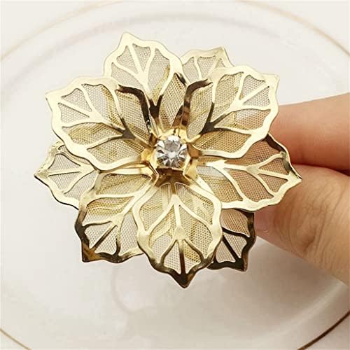 XDCHLK 60 יחידות עיצוב פרחים טבעות מפיות מתכת מפיות זהב אבזם מפית מפית
