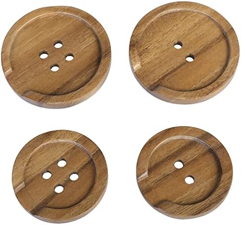 סט של 4 פרימיום מוצק עץ שיטה כף שאר עם כפתור בצורת עיצוב, עץ מטבח מצקת קפה כפית בישול תשמיש שאר