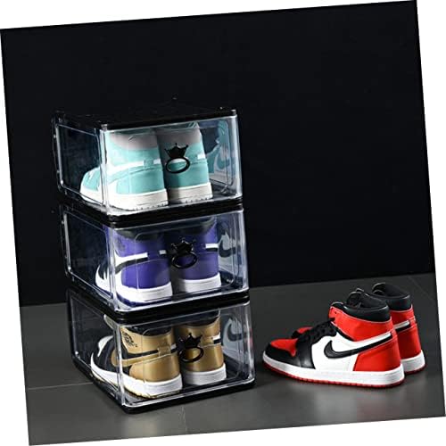 ברוויקס 5 יחידות קופסאות אחסון נעליים הניתנות לערימה לנעליים שקופות פחי פלסטיק קטנים מעבה מיכל חדר