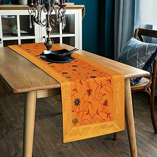 הודי בעבודת יד משי משי רץ אתני טלאים הודי טלאים שולחן עיצוב פרחים ושולחן עיצוב בית ברוקד משי מסורתי לכל