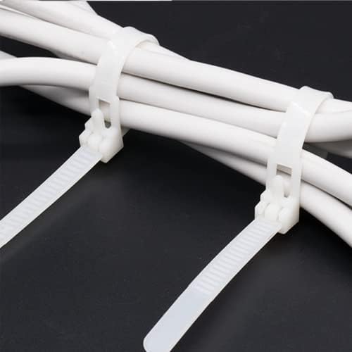 Helonge עניבת רוכסן לשימוש חוזר, לבן 100 יח 'קשרי כבלים ניתנים להתאמה קשרים כבדים כבדים של חוט ניילון