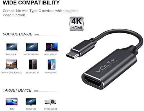עבודות מאת Volt Plus Tech HDMI 4K USB-C ערכת תואם ל- LG 34WP85C-B מתאם מקצועי עם פלט דיגיטלי