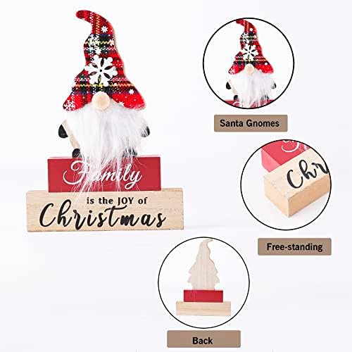 עיצוב שולחני עץ לחג המולד עם סימן גמדי סנטה - קישוטים לחסימת עץ לחג המולד - חג המולד הוא השמחה של
