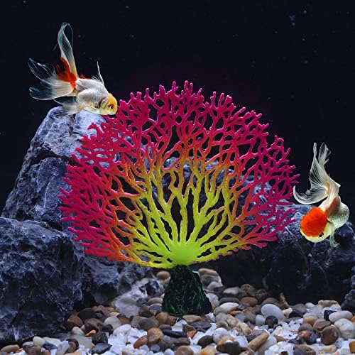 Crocoste סיליקון רך זוהר סימולציה של סימולציה אלמוגים, פלואורסצנציה צפה צמח מלאכותי מימי לקישוט מיכל דגים, ורד