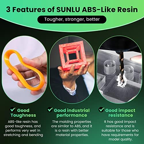 SUNLU 2000G שרף מדפסת תלת מימדית דמויי ABS, 405NM UV ריפוי פוטופולימר מהיר 3D שרף תלת מימד עבור 2K 4K