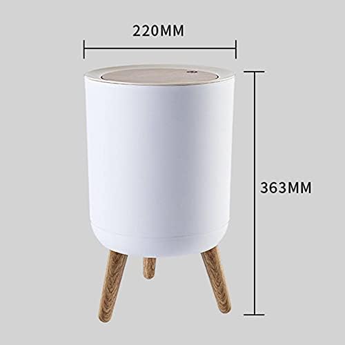 NA 1.8 ליטר עץ מודרני דחיפת דחיפת פח אשפה, פח קומפוסט ברגל גבוהה, סל אבק מכוסה בחדר אמבטיה