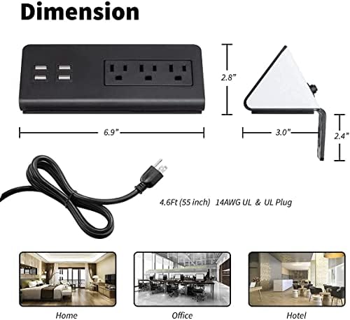 שקעי חשמל של שולחן העבודה עם יציאות מטען USB