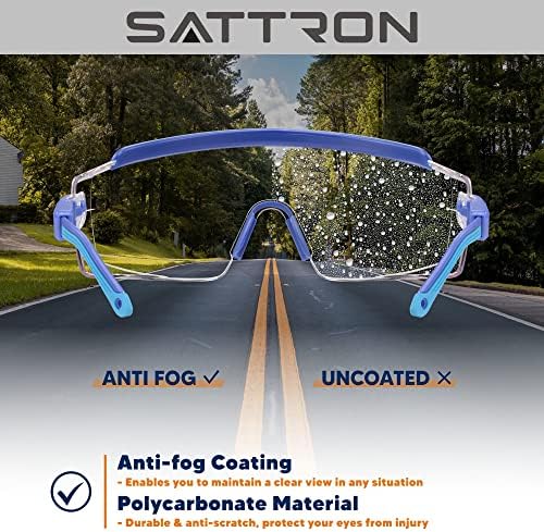משקפי בטיחות של Sattron מעל משקפיים, משקפי בטיחות במעבדה לגברים נשים, הגנת עיניים נגד ערפל מתכווננת מתאימה משקפי