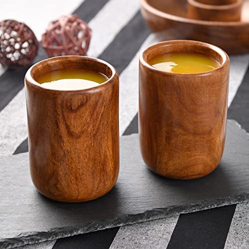 עץ משקפיים לשתייה תכליתי כוס סט של 6 זכוכית עבור מיץ, מוקטייל, חלב, לאסי משקאות על ידי הודי אסיפה