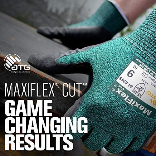 Maxiflex 34-8743 חיתוך כפפות עבודה מצופות ניטריל עמידות עם קליפה סרוגה ירוקה וכפפת ניטריל פרימיום