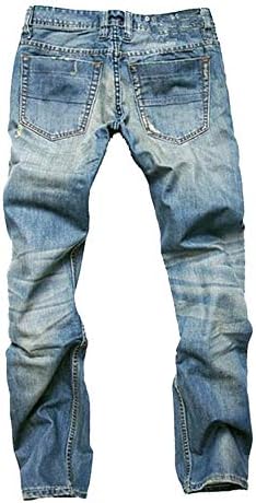 Andongnywell's Slim Fit אופנה קרועה אופנוען ישר מכנסי ג'ינס ג'ינס נמתח רזה עם כפתור רוכסן