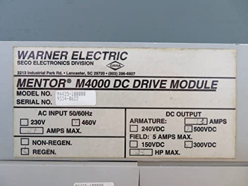 SECO M4425-100000 25 HP Mentor II Digital DC Drive M4000 DC Warner Electric 25HP
