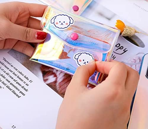 מינימליסטי ססגוני ילדה ארנקי מטבע ארנק לילדים 2 שונה גודל ארנקי ארנקים פאוץ שקוף גליטר צבעוני זוהר הולוגרפית