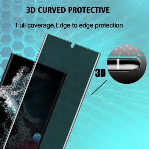 OWMGTs עבור Samsung Galaxy S22 Ultra 5G מגן מסך פרטיות - 2 חבילות קדמיות מגן מסך זכוכית מזג פרטי + 2 מגן עדשות