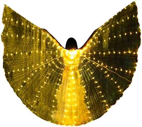 ריקוד בטן מלאך כנפי איזיס תלבושות מלאך פרפר כנפי זוהר אור עד בטן עם גמיש מקלות