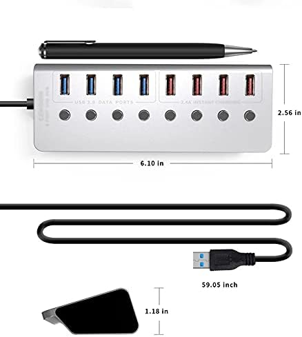 UXZDX סגסוגת אלומיניום 8-יציאה USB3.0 מפצל 4 מחשב נייד נמל מורחב רכזת USB 4 יציאה מתאם טעינה מהירה