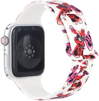 להקת OneDerhome תואמת להקות Apple Watch 38 40 41 ממ, סיליקון מצויר מודפס להקה חמודה חסרת דו -פדיון לילדה