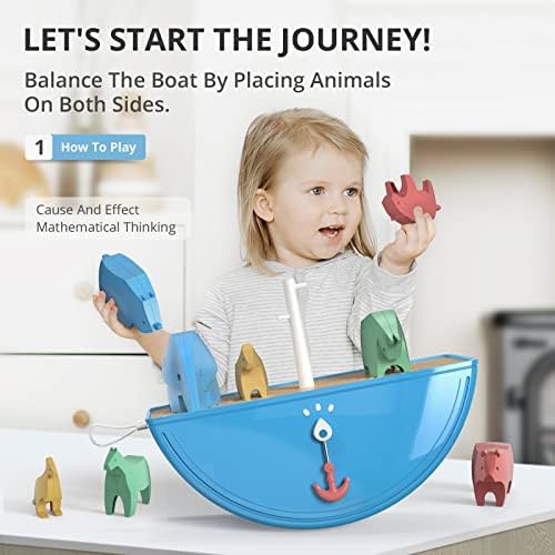 אי שקד איילון של נוח איזון צעצוע סירות עם פאזל תלת -ממדי, מתנות טבילה לבנים ולבנות, צעצועי תנך, צעצועים חינוכיים