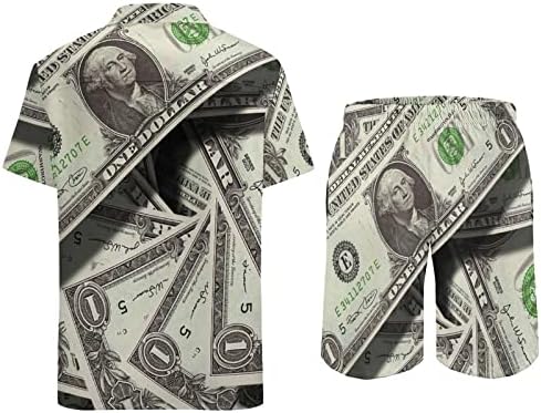 Baikutouan שטרות דולרים במזומן דולרים לגברים 2 חלקים חליפות הוואי