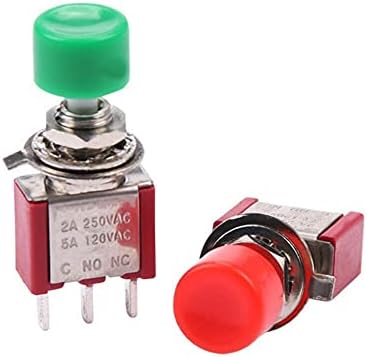 DASEB 5PCS AC 2A/250V 5A/120V 3 PIN SPDT SPDT רגעי לחצן מתג לחצן כפתור 1 NO 1 NC