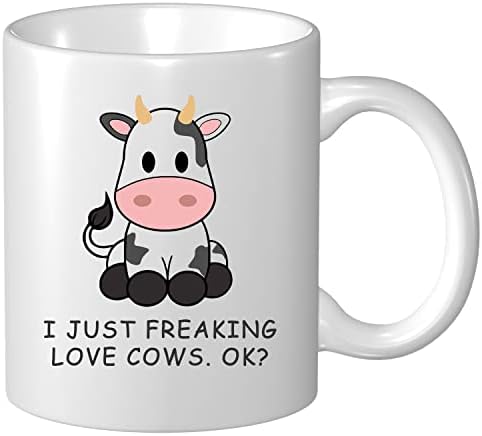 אני פשוט אוהב פרות בסדר ספל קפה, חג המולד מתנת יום הולדת עבור בנות נשים אוהבי פרה, קרמיקה תה כוס לבן