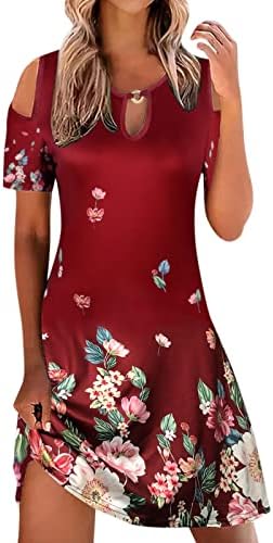 מקסי שמלת קיץ נשים מקרית מודפס קצר שרוול שמלת מגזרת עגול צוואר רופף שמלת נשים שמלות קיץ