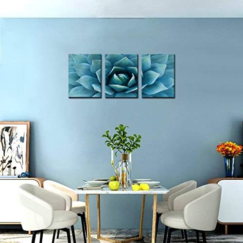 ביוטיוואל- ציור בד מודרני אמנות קיר כחול אגבה תמונה צמח ציור קיר תפאורה טורקיז טורקיז טלינג אמנות גלריית