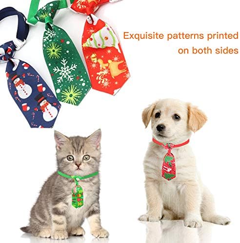 אלמנטים לחג המולד קשרי כלבים של גור חיות מחמד עם צווארון מתכוונן, QKurt 8 חבילות קסמי X-MAS לחתולי חיות מחמד