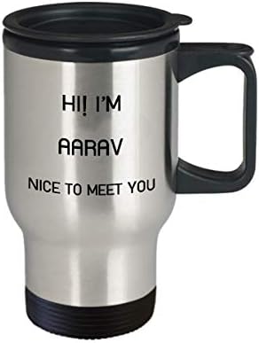 אני ספל נסיעות Aarav שם ייחודי מתנת כוס מתנה לגברים נשים 14oz נירוסטה