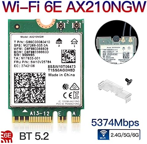 Wi-fi 6e ax210ngw כרטיס WiFi אלחוטי BT5.2 M.2 2230 Tri-band מרחיב את WiFi ל- 6GHz 160MHz 802.111AX AC MU-MIMO
