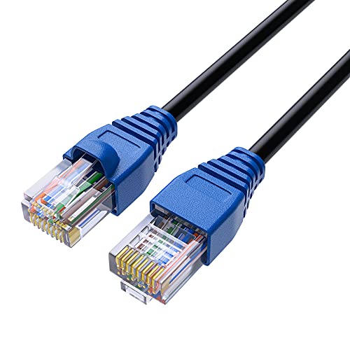כבל אתרנט חיצוני של Cat5e 25 רגל, כבל LAN של רשת אינטרנט כבדה 5E, גמיש יותר מחתול 6, אטום למים, PVC & LLDPE