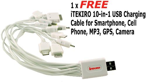 ITEKIRO קיר AC DC ערכת מטען סוללות לרכב עבור PENTAX OPTIO W80 S1 + ITEKIRO 10 ב -1 USB כבל טעינה