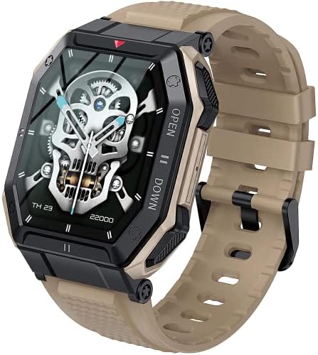 Rollstimi Smartwatch עבור Man, שעון חכם טקטי צבאי בנפח 1.85 אינץ ', גשש כושר עם דופק ולחץ דם, שעוני חכם