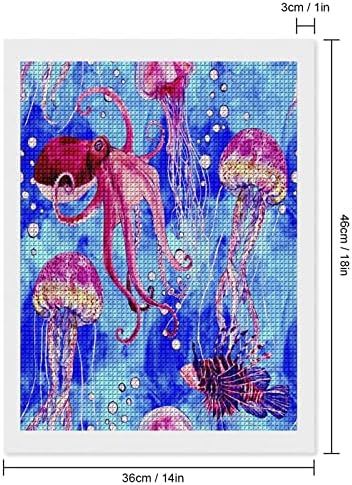תמנון בצבעי מים דגי אריות ומדוזות ערכות ציור יהלומים ערכות מקדחה מלאה 5D תמונות אומנות לאומנות