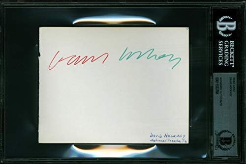 דייוויד הוקני אמן אותנטי חתום 4.25 על 5.5 כרטיס אינדקס חתום בס לוח
