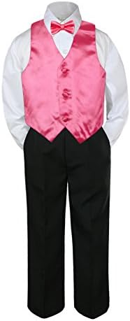 4 pc פעוט תינוק ילד חליפת מסיבות ילד מכנסיים שחורים חולצה אפוד עניבת פרפר סט SM-4T