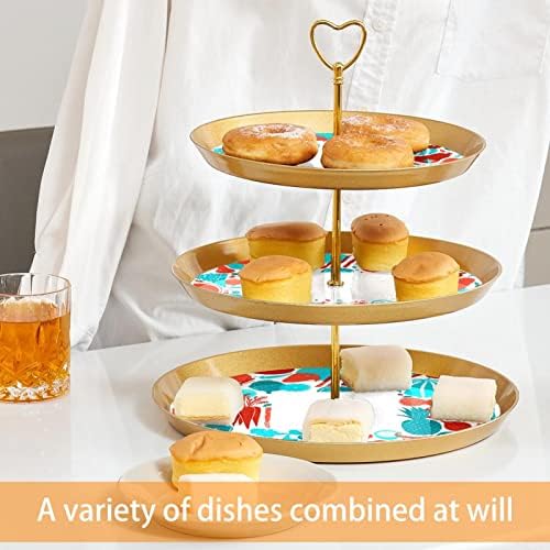 עמדת עוגות סט 3 דוכני קאפקייקס שכבה פלטת מאפה לשימוש חוזר לקישוטים למסיבות תה יום הולדת, פירות