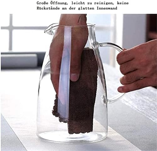 בקבוק שתיית קריסטל עמיד בפני חום קנקן קנקן קנקן זכוכית עם מכסה קרח ידית קרח בורוסיליקט עמיד בפני חום.