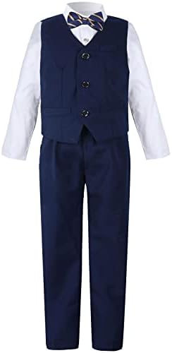 סט חליפות בנים בעיצוב א 'ו-ג' יי, מעיל לבוש רשמי 5 חלקים, אפוד וחולצה ומכנסיים ועניבה