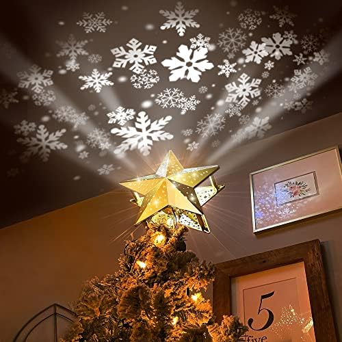 KPCB עץ חג המולד טופר קישוט מואר, טופר עץ כוכבים עם גימור מצופה זהב, טופרי עץ קישוטים לחג המולד