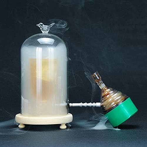 תצוגת זכוכית GAOYUNQIN תצוגת כיפת כיפה לעישון משקאות עם בסיס עץ, קוקטיילים אוכל עשן מעשן אביזר, מכסה המנוע של