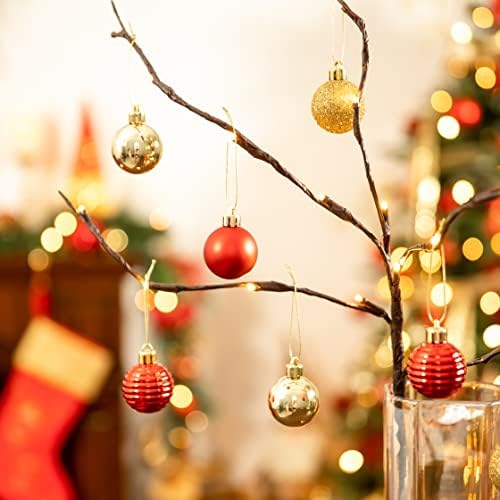 Valery Madelyn 24CT 40 ממ מסורתי אדום וזהב קישוטי כדור חג המולד תפאורה, קישוטים לעץ חג המולד הקטן
