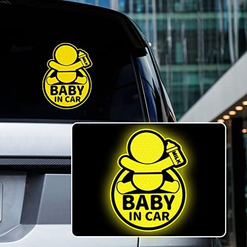 Iprokiu 2 pcs מדבקה רפלקטיבית בעוצמה גבוהה לתינוק רכב במדבקות מכוניות ילדים תינוק על סיפון מדבקת אזהרת