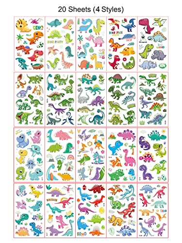 דינוזאורים קעקועים זמניים לילדים - 236 סגנונות דפוסי דינו זוהרים מדבקות קעקועים מזויפים של קריקטורה
