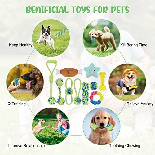 צעצועי חבל כלבים של ETACCU, 10 חבילות חבלים כלבים צעצועים לעיסות אגרסיביות, צעצועים לקיעת שיניים אינטראקטיבי