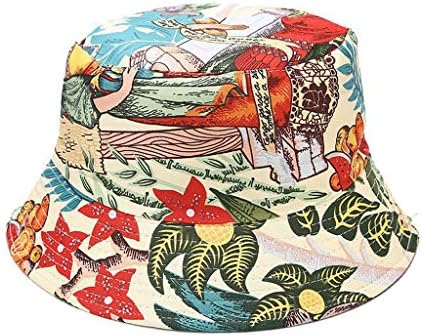 כובע קיץ מתקפל דו-צדדי כובע קיץ גברים ונשים דלי כובע שמש כובע אביזרי הדפסה פרחוניים לנשים אנטי-סונבורן
