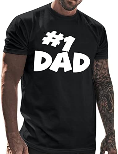 חולצות טריקו של יום האב של XXBR לגברים, שרוול קצר מכתב קיץ הדפסים דק-כושר צמרות חולצת צוואר בסיסית